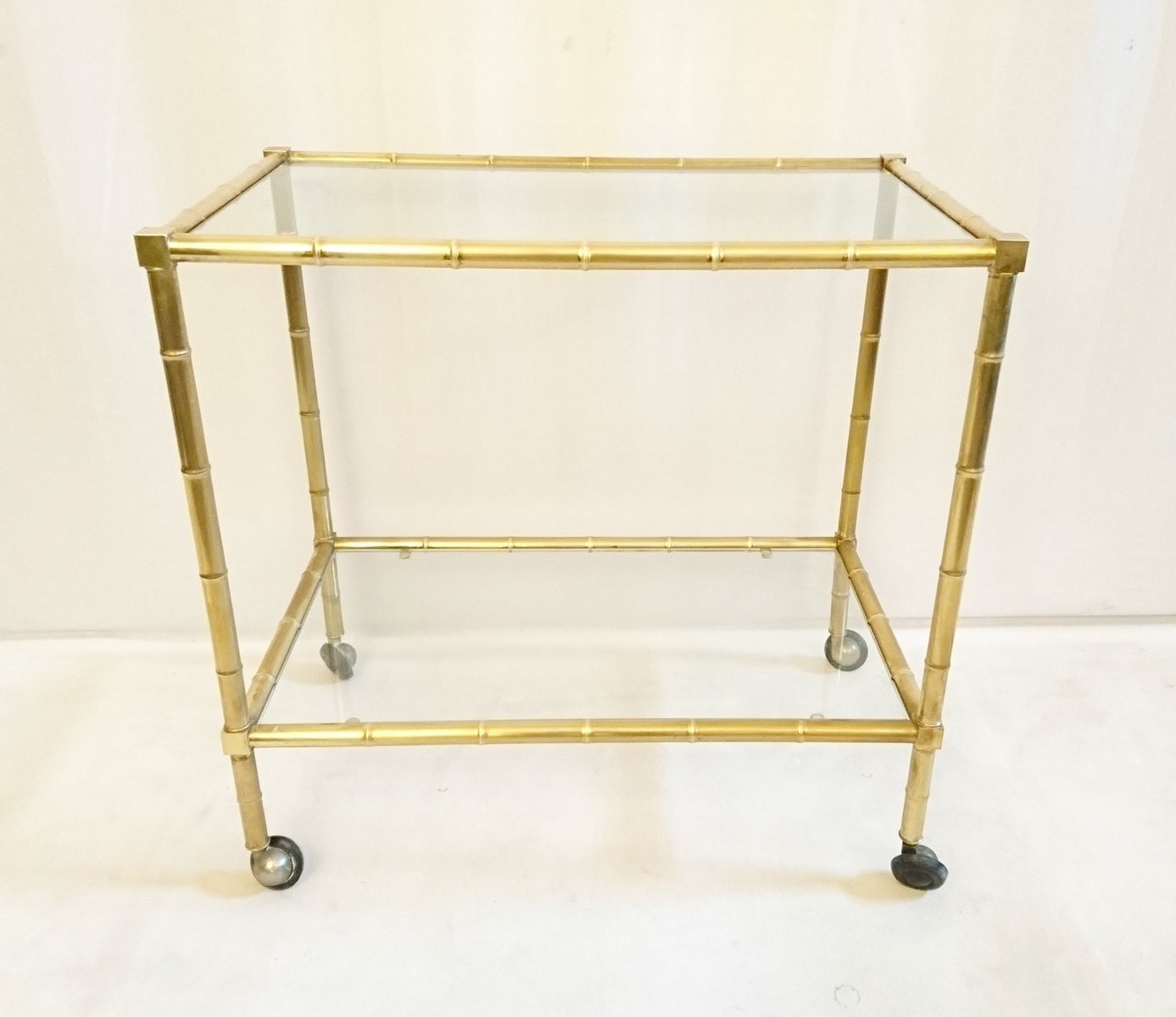 Vintage Faux Bamboo Brass Bar Cart for sale at Pamono