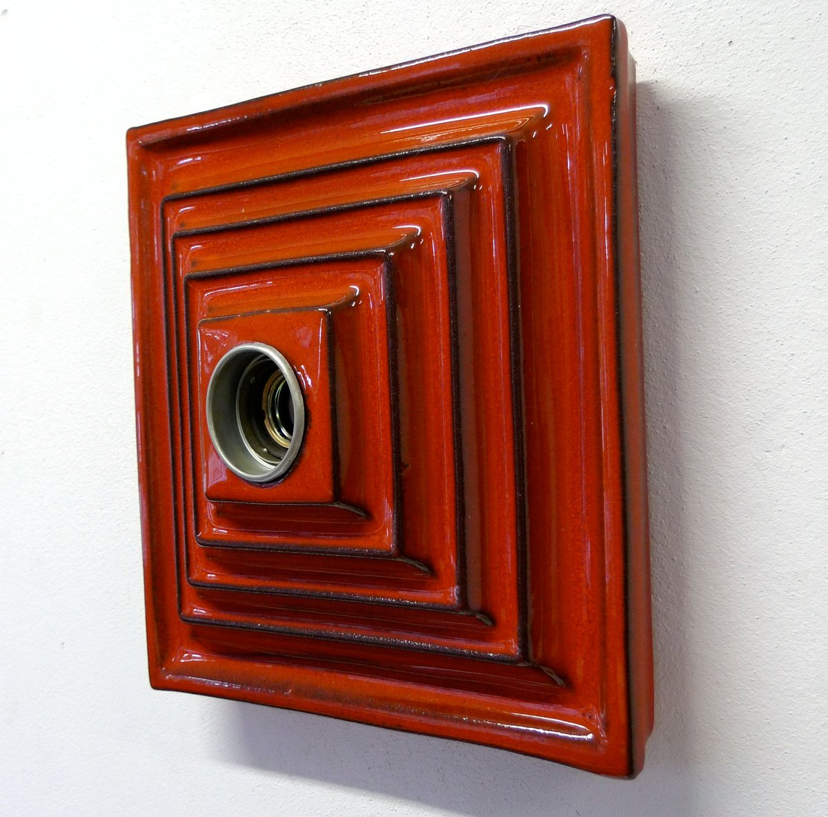 German Red Ceramic Wall Lights, Set of 2 for sale at Pamono