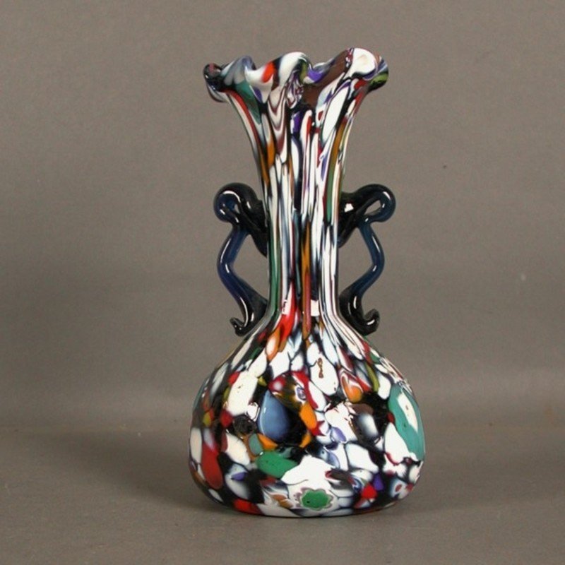 Millefiori Style Murano Glass Vase From Fratelli Toso For Sale At Pamono