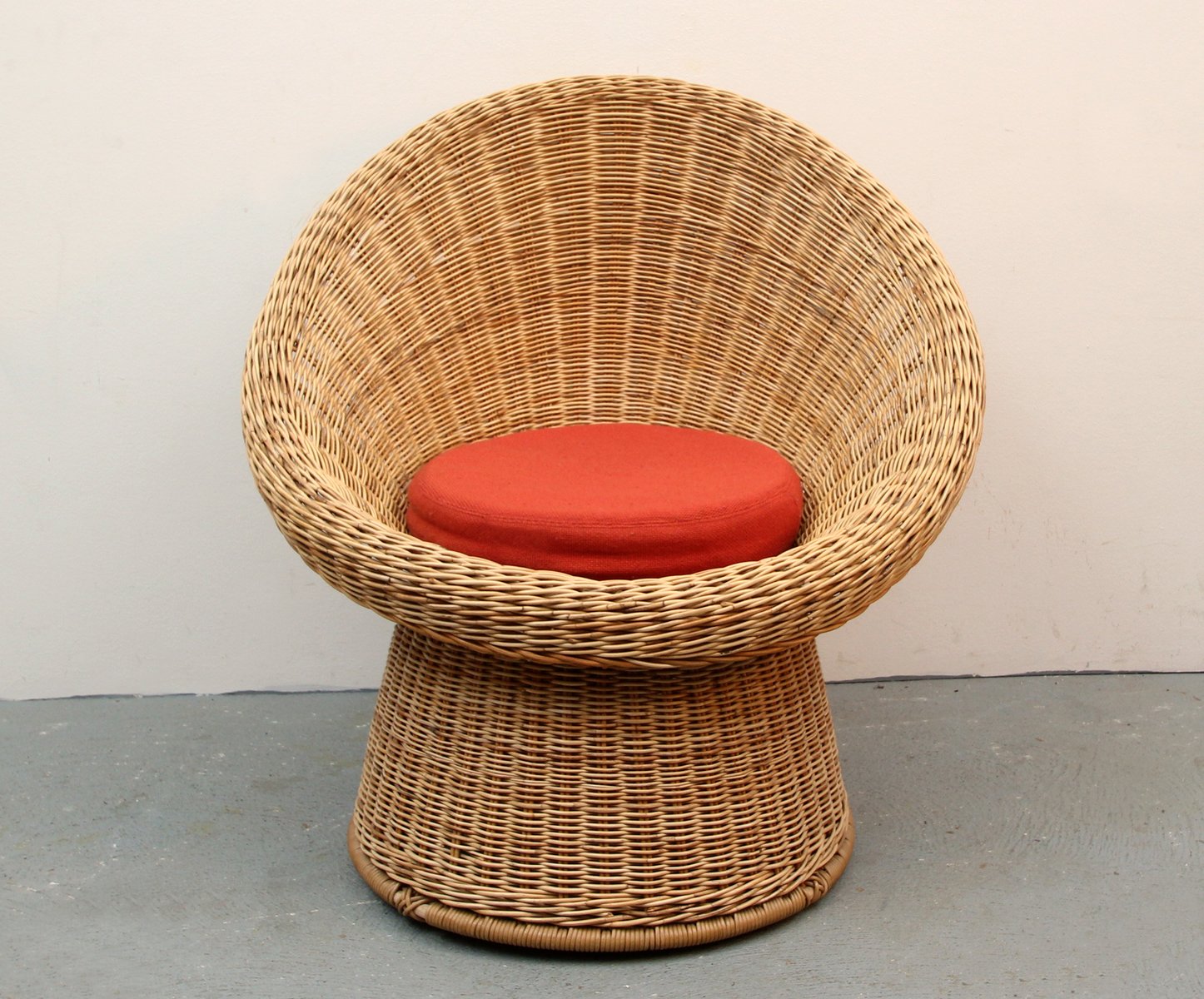 Rattan Basket Chair, 1960s for sale at Pamono