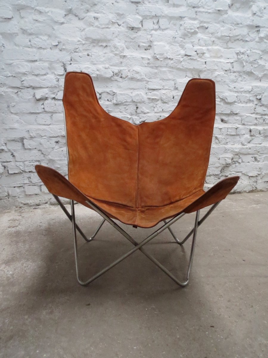 vintage chrome suede butterfly chair by jorge ferrari hardoy 3