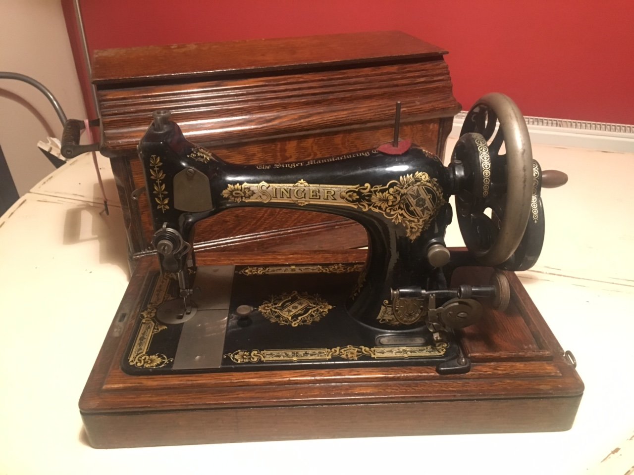 28k Hand Crank Sewing Machine from Singer, 1903 for sale at Pamono