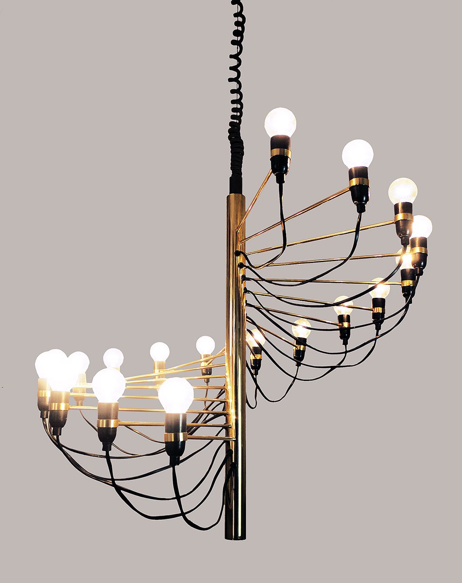 Spiral Brass Chandelier By Gino Sarfatti For Arteluce 1958 2 703 00