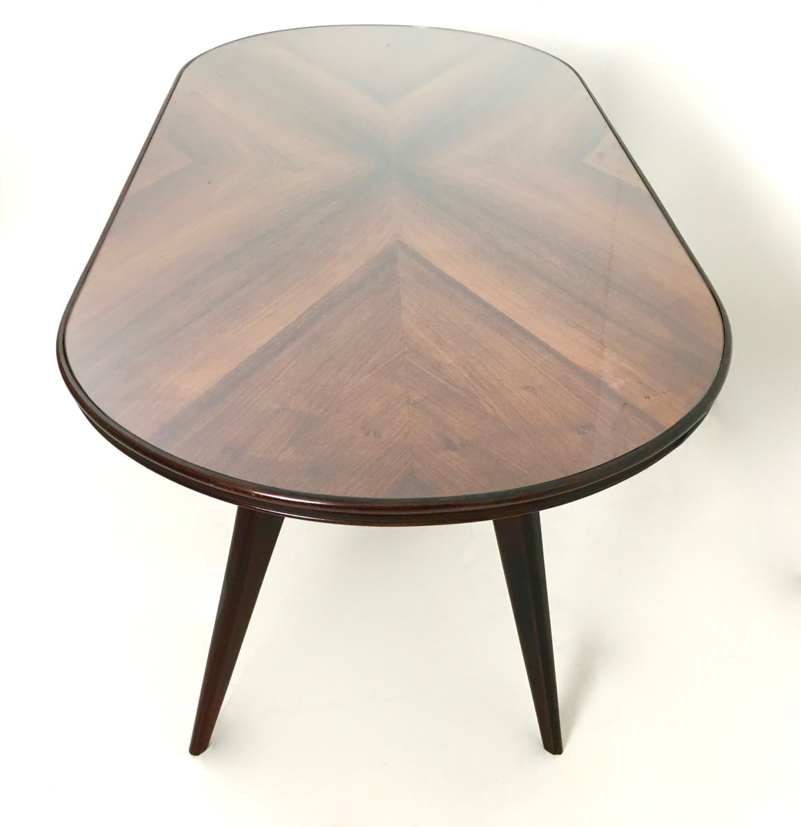Table de salle à manger en palissandre et en verre, 1950s en vente ...