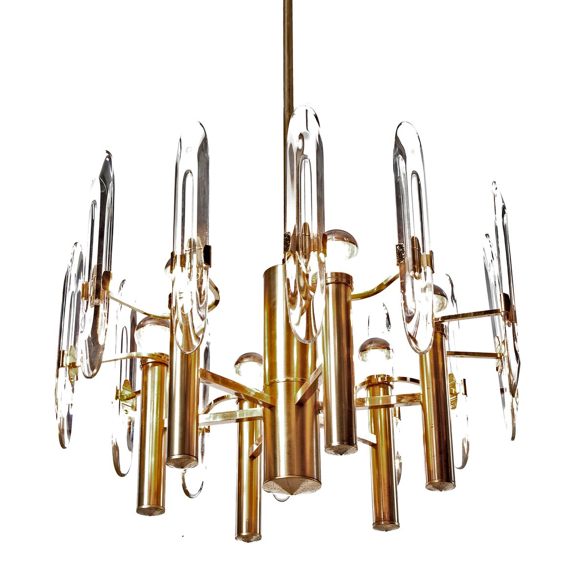 6 Light Gold Plated Brass And Crystal Glass Chandelier By Gaetano 6 Light Gold Plated Brass And Crystal Glass Chandelier By Gaetano Sciolari 1960s For At Pamono