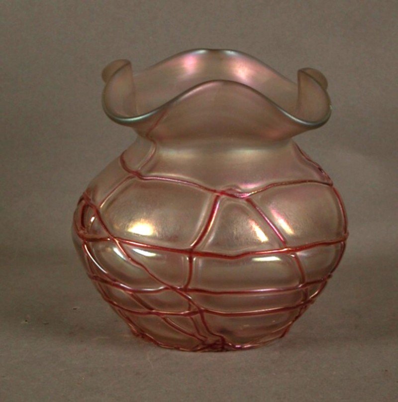 Vintage German Art Nouveau Glass Vase from Palme König for sale at Pamono