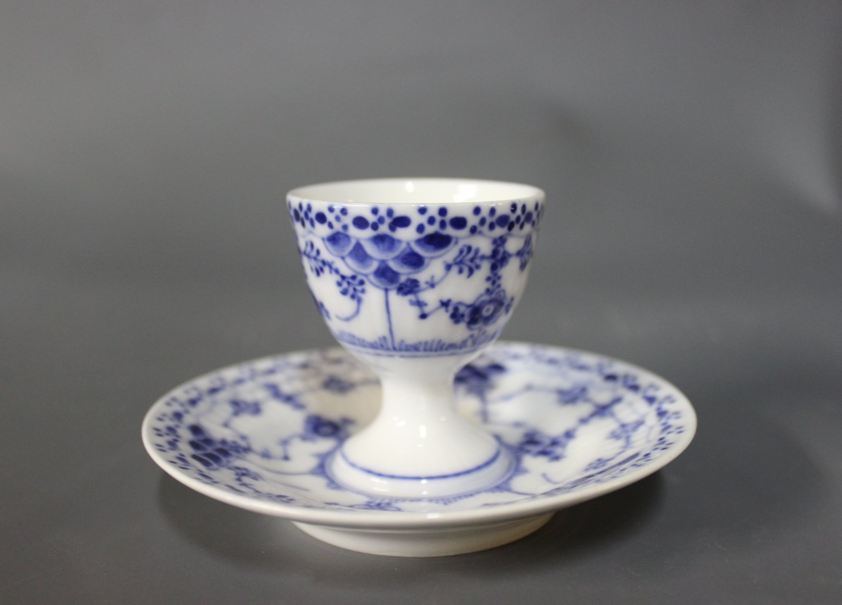 Blue Fluted Half Lace Egg Cup by Arnold Krog for Royal Copenhagen for
