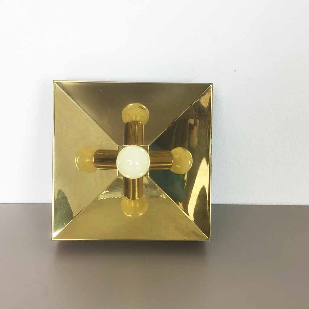 German Modernist Brass Cubic Wall Lights, 1970s, Set of 5 for sale at Pamono