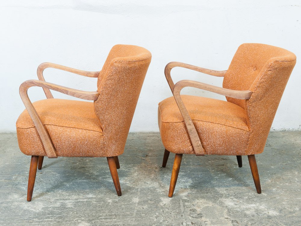 Vintage Orange Cocktail Chairs, 1940s, Set of 2 for sale at Pamono