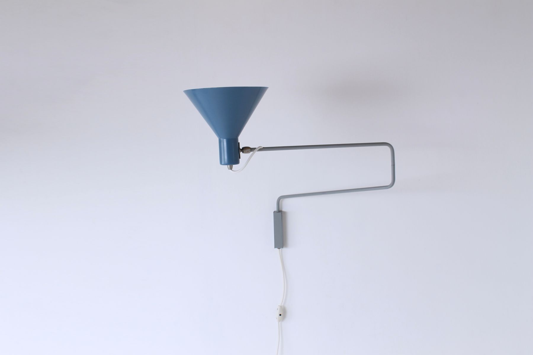 Vintage Petrol Blue Paperclip Elbow Wall Light by J. J. M. Hoogervorst for Anvia for sale at Pamono