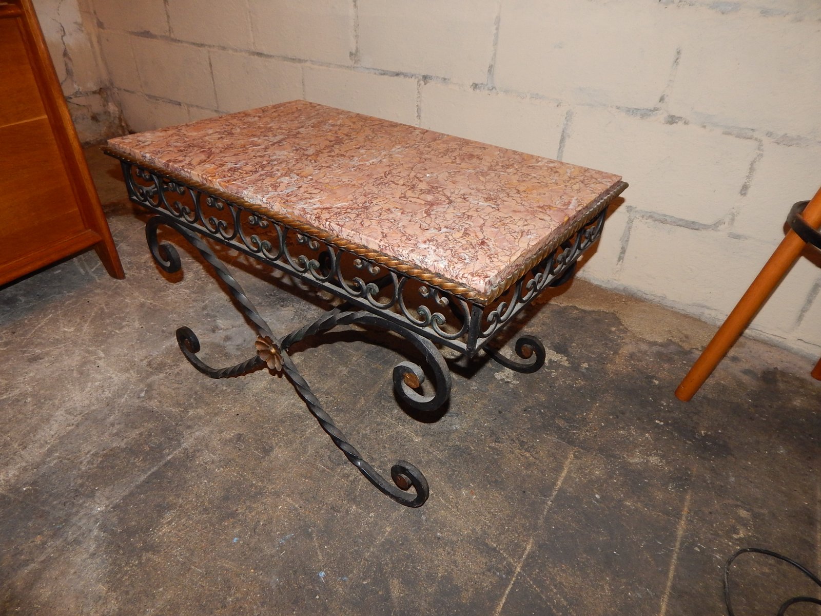 Vintage Wrought Iron & Marble Coffee Table, 1930s for sale ...