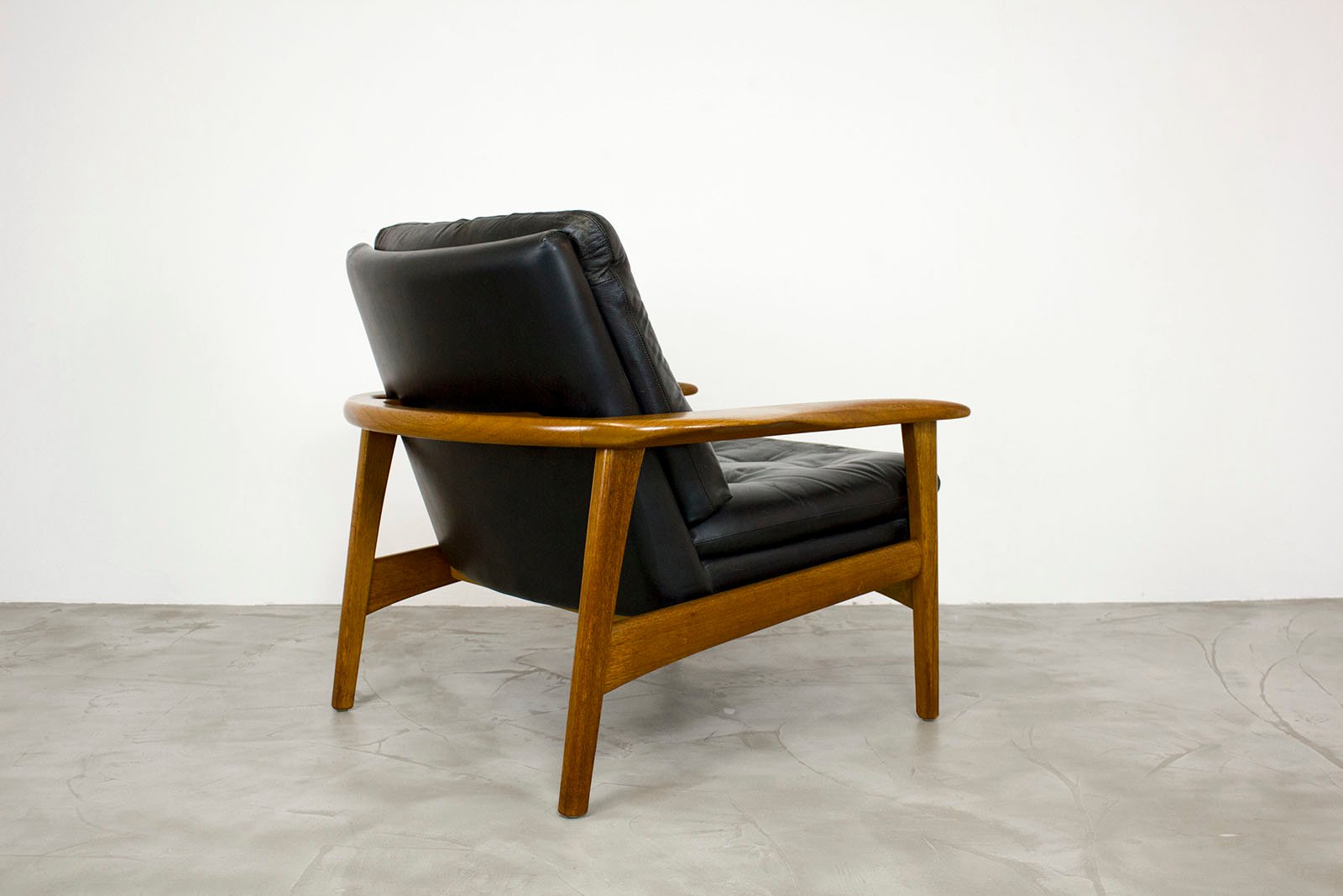 scandinavian teak leather lounge chair 1960s 6