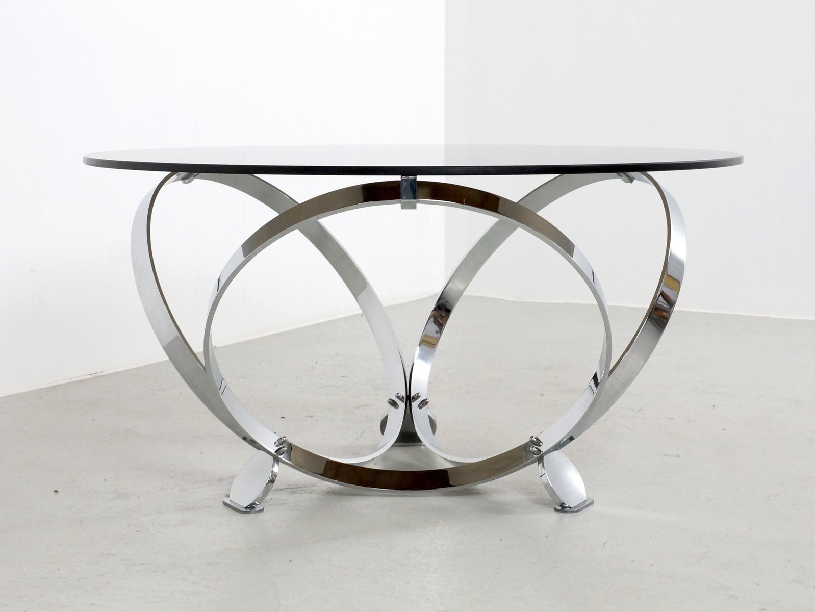 Chrome and Glass Round Coffee Table by Knut Hesterberg ...