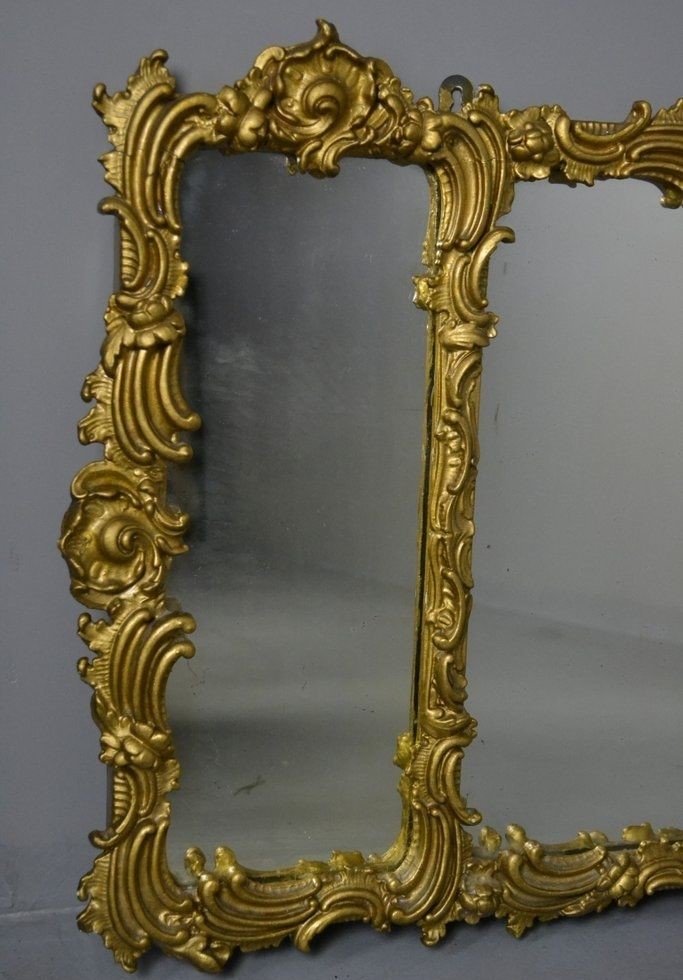 Large Antique Rococo Style Overmantle Mirror for sale at Pamono