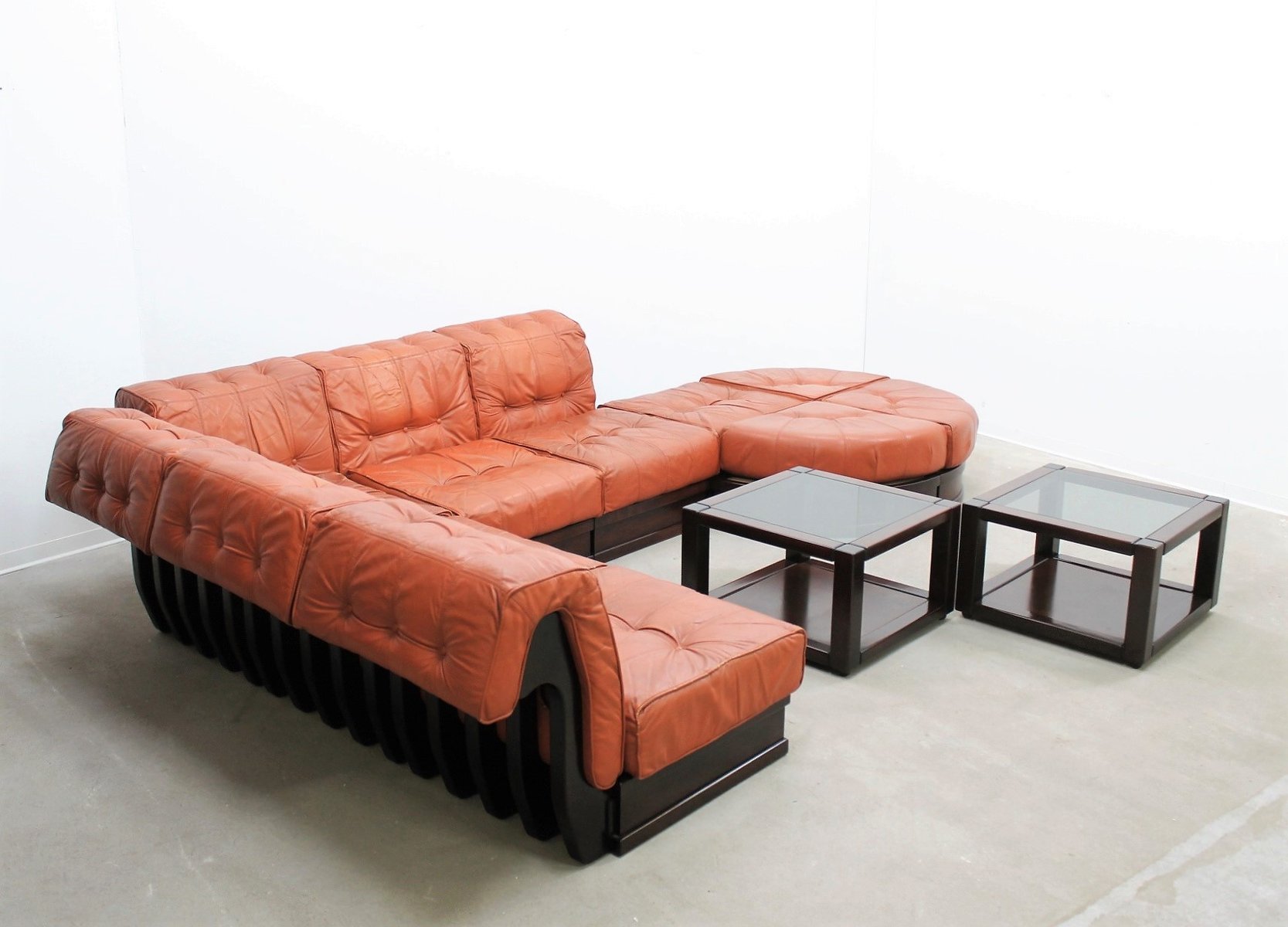 Vintage Leather Modular Sofa by Luciano Frigerio for sale at Pamono