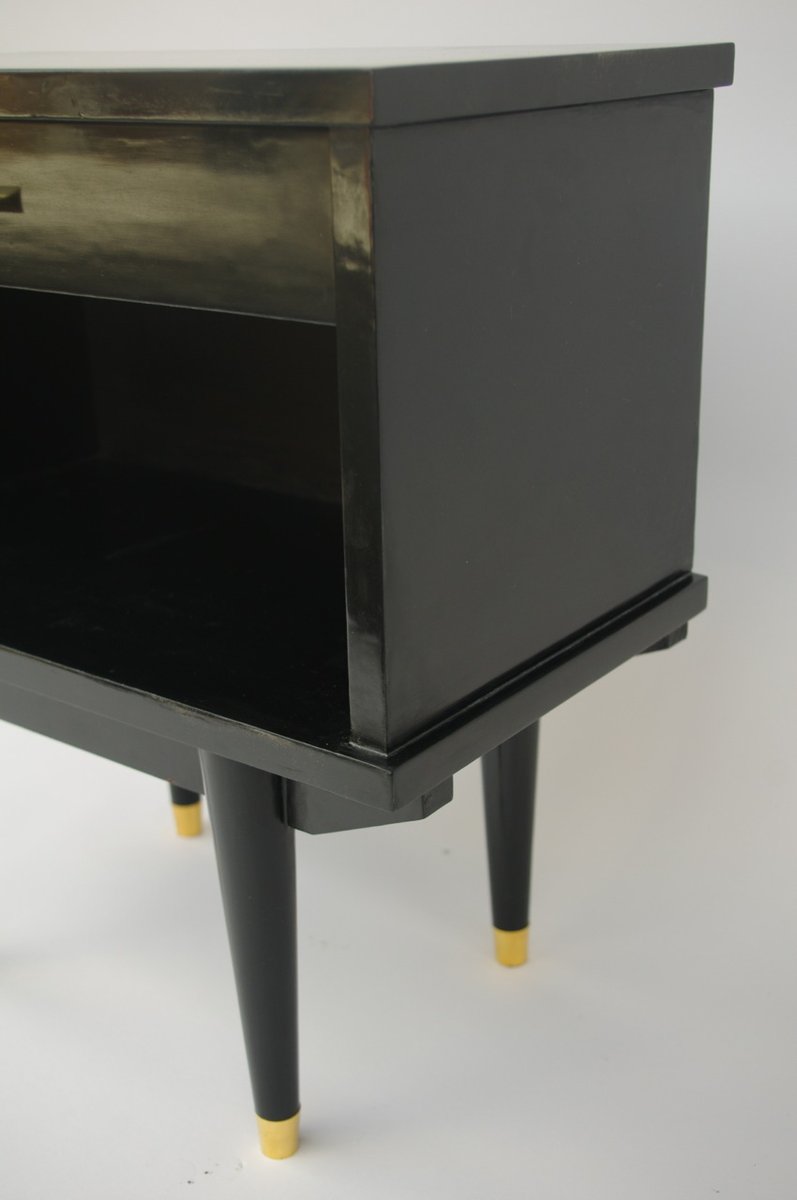 Design Lacquered Furniture night stands in black lacquered wood 1950s set of 2 for sale at 2