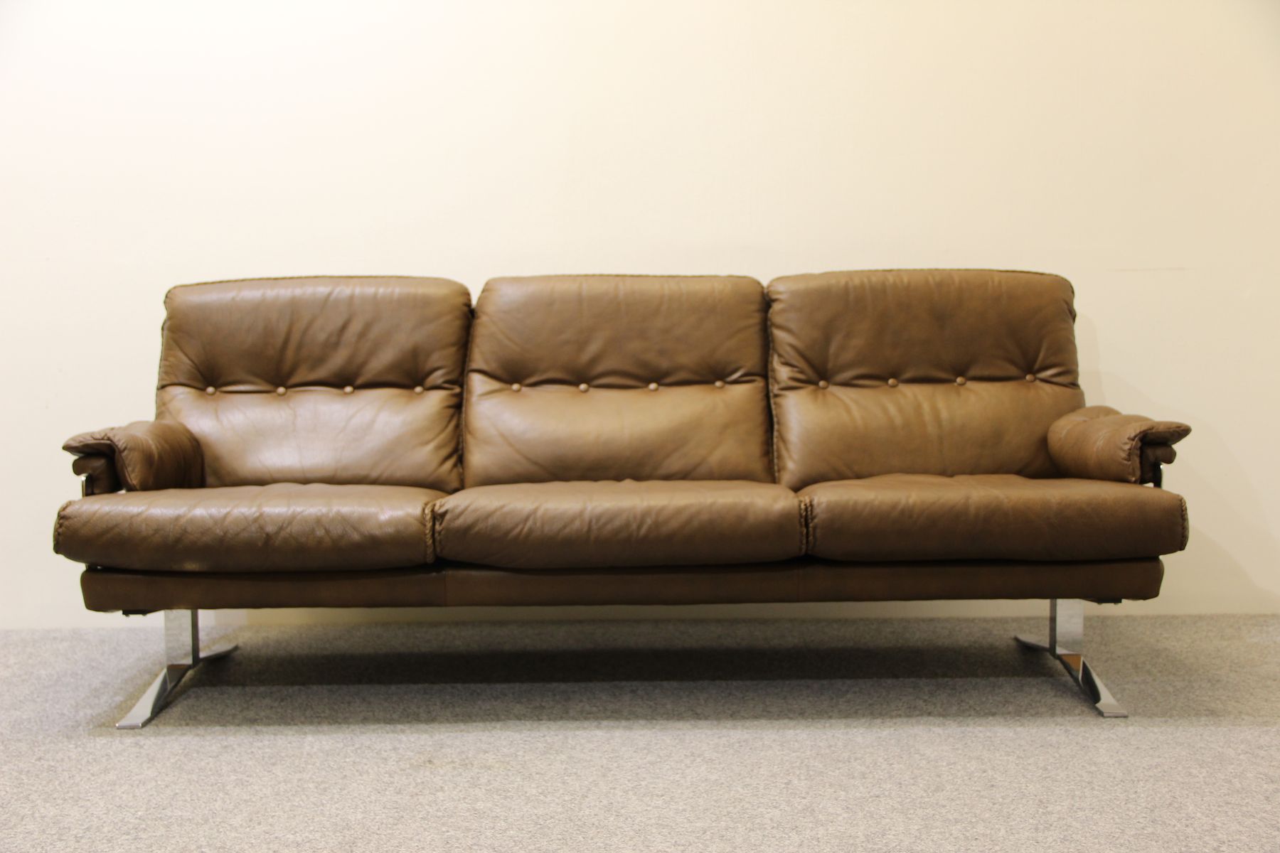 Danish Brown Buffalo Leather Sofa for sale at Pamono