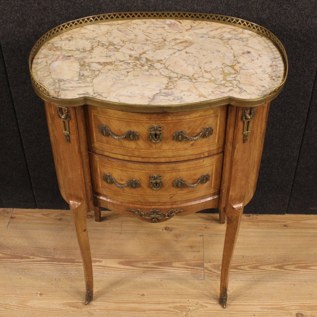 French Rosewood Night Stand with Marble Top, 1920s for sale at Pamono - French Rosewood Night Stand with Marble Top, 1920s