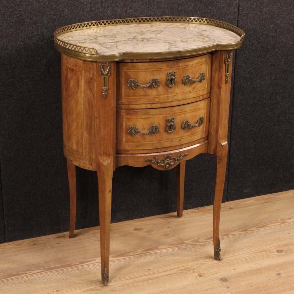 French Rosewood Night Stand with Marble Top, 1920s for sale at Pamono - French Rosewood Night Stand with Marble Top, 1920s