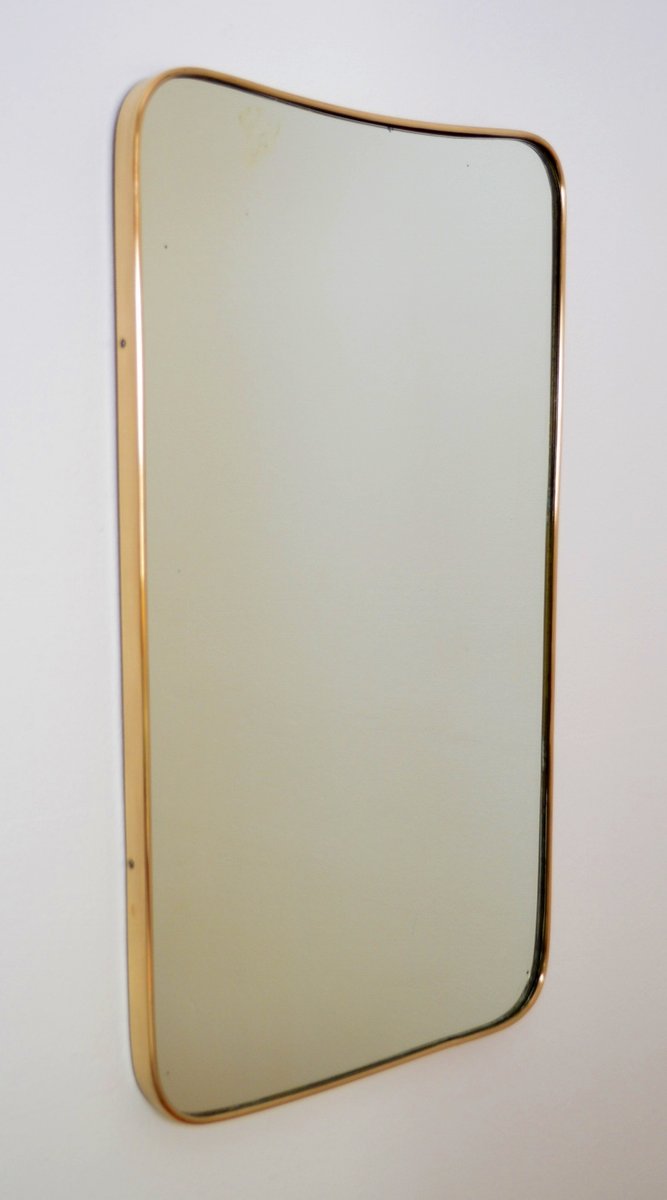 italian modernist mirror with brass frame 1950s 3