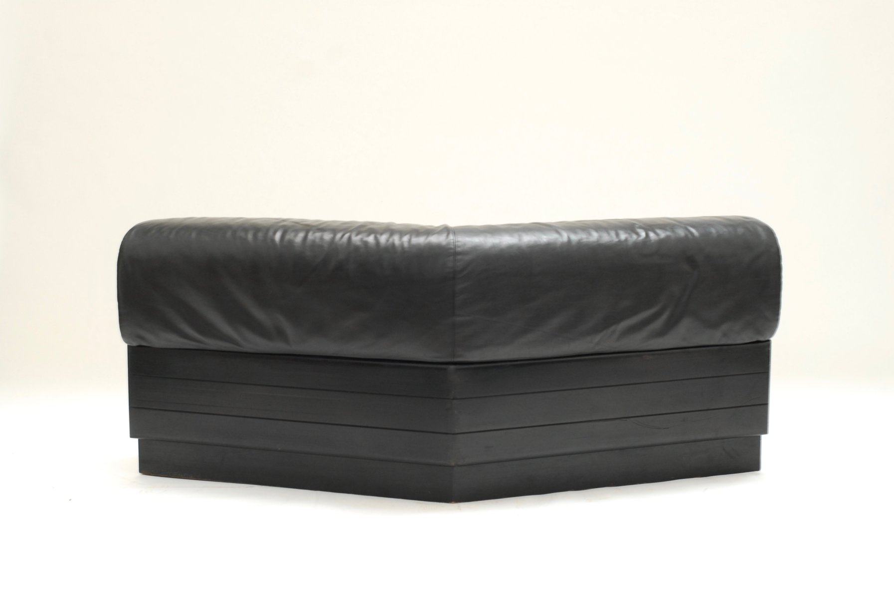 Belgian Curved Low Leather Sofa 1970s for sale at Pamono