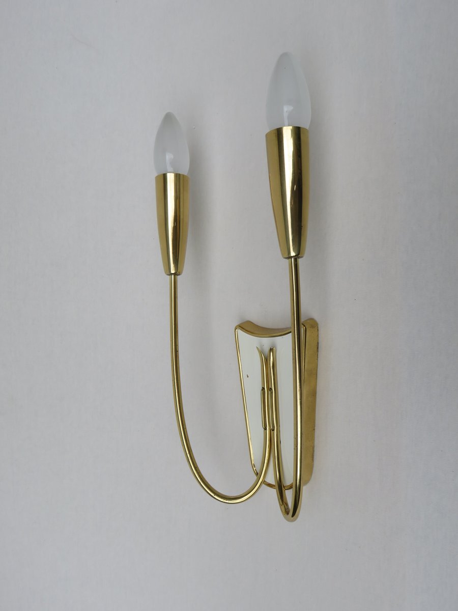 Italian Brass Wall Lights, 1950s, Set of 2 for sale at Pamono