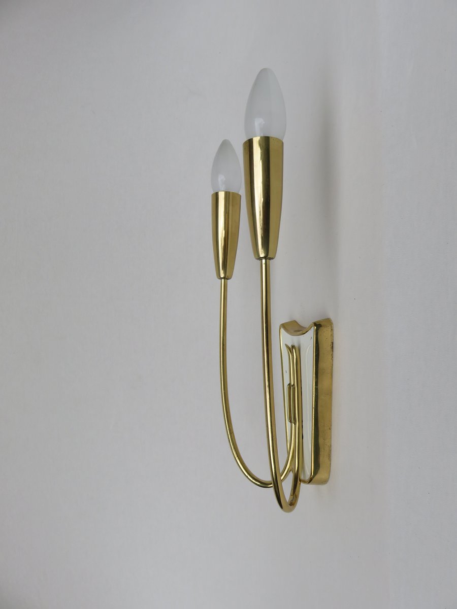 Italian Brass Wall Lights, 1950s, Set of 2 for sale at Pamono