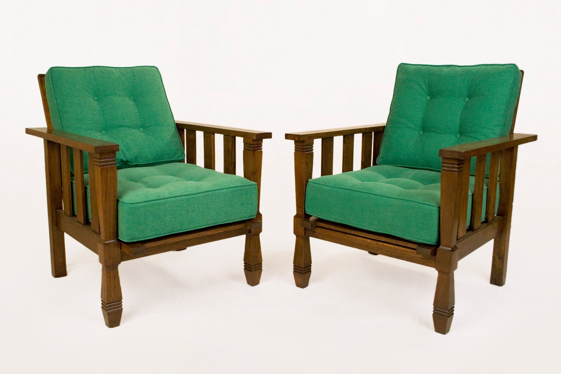 Morris Chair Designed By William English Arts And Crafts Vintage Wood And Green Arm Chairs By William Morris 1920s