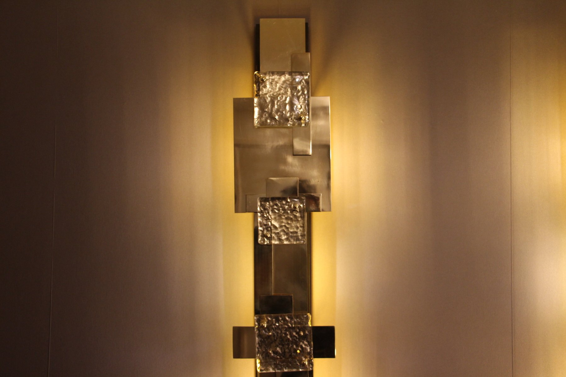 Long Vintage Polished Brass Wall Lights, Set of 2 for sale at Pamono