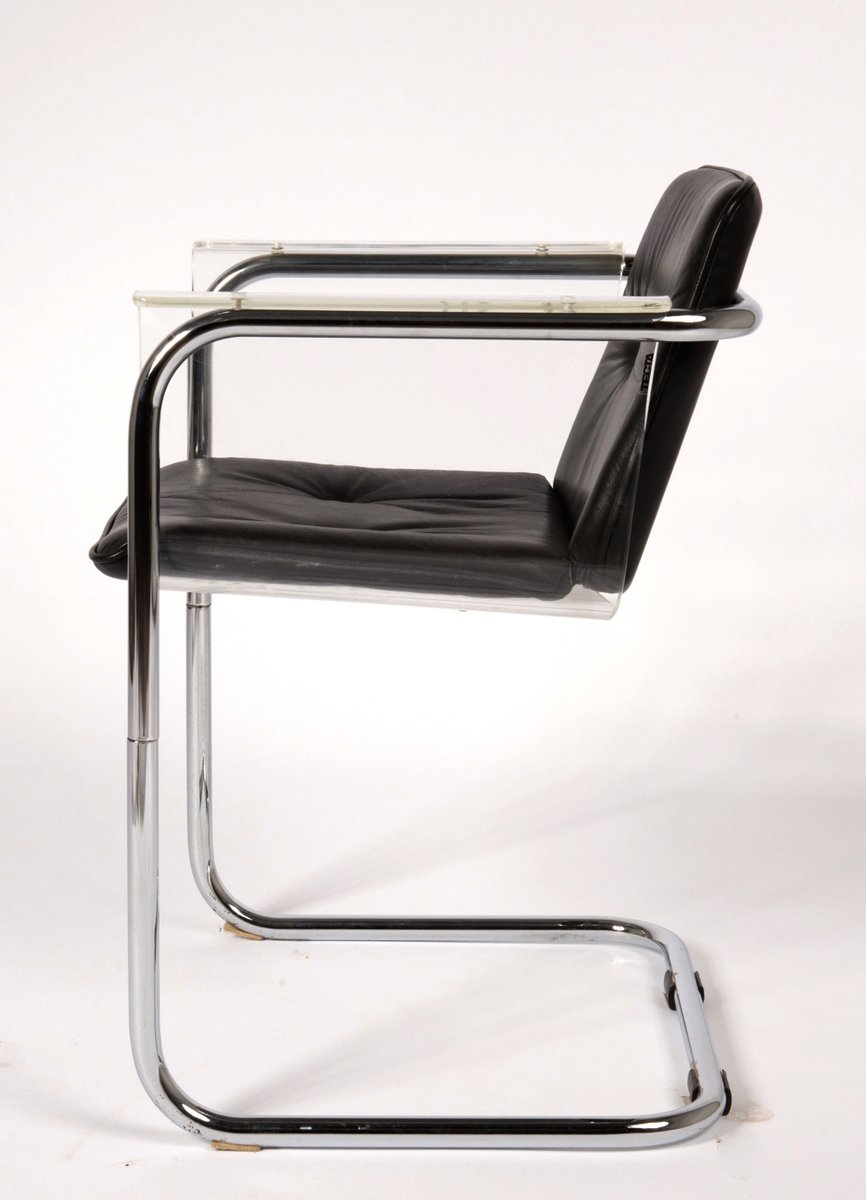 Modernist Plexiglass And Leather Cantilever Chair By Hans Könecke - Price Per Piece modernist plexiglass and leather cantilever chair by hans könecke - price per piece