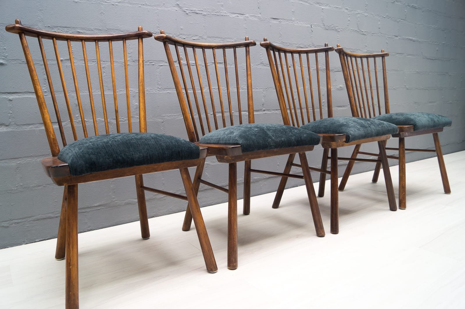 Chaises de Salle à Manger Vintage en Bois, 1950s, Set de 4 en vente sur