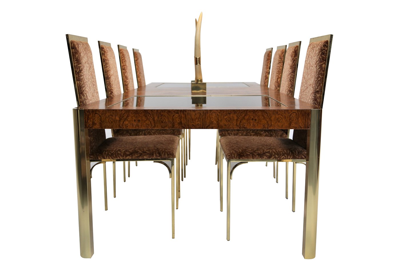 Burl Brass Glass Dining Table From Century Furniture 1970s For