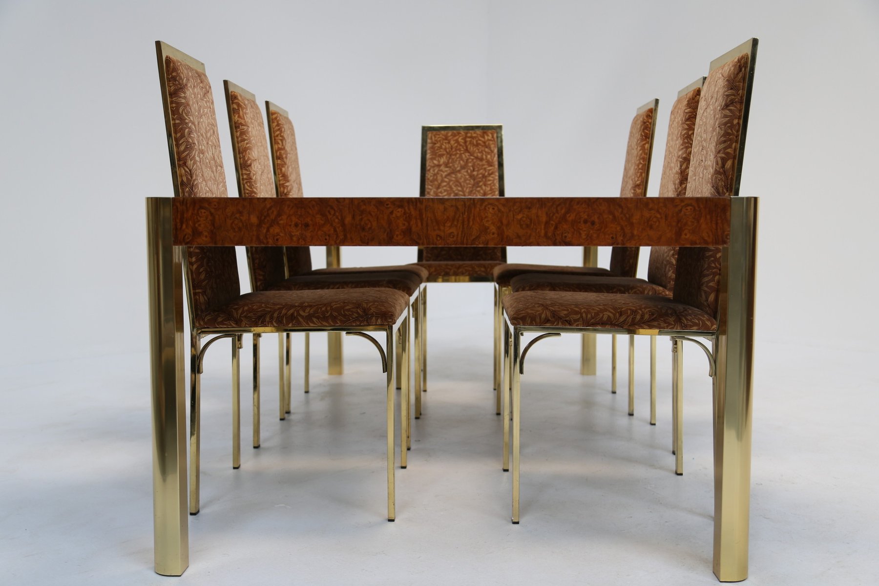 Burl Brass Glass Dining Table From Century Furniture 1970s For
