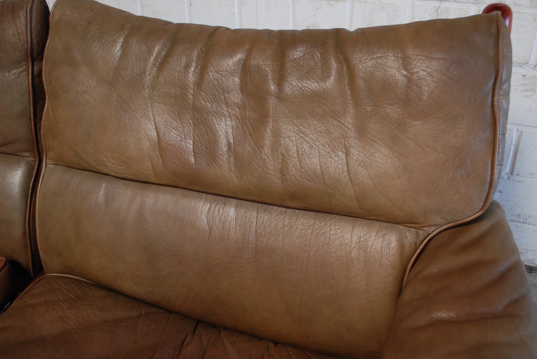 Vintage Kontiki 2 Seater Leather Sofa by Arne Norell for sale at
