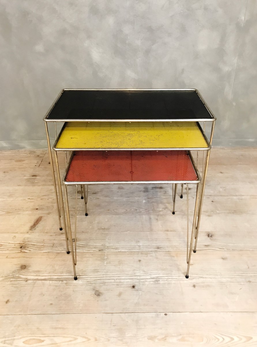 . Vintage Perforated Metal Nesting Tables For Sale At Pamono . vintage perforated metal nesting tables for sale at pamono