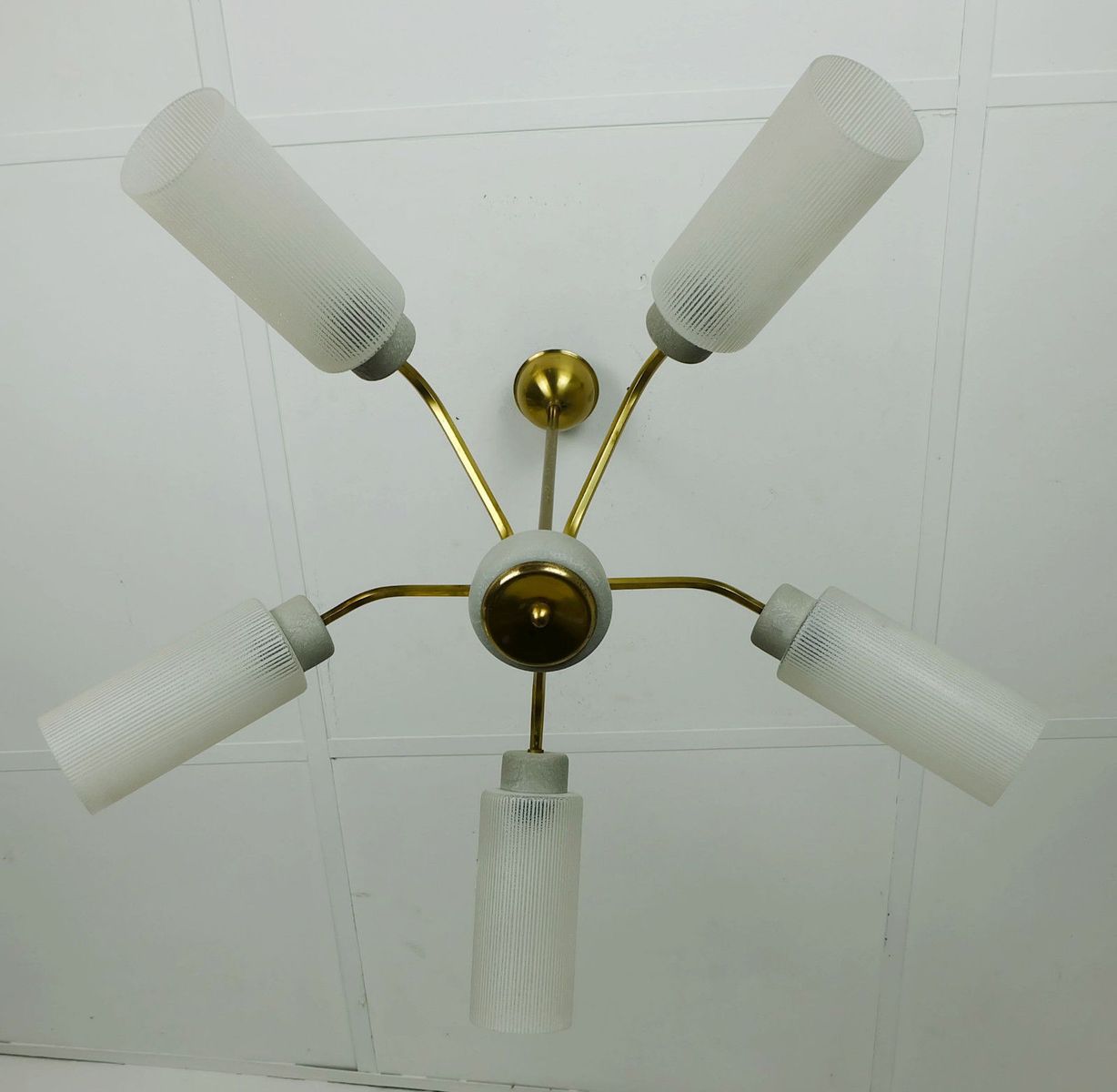 Spider Ceiling Lamp In Brass And Glass 1950s For At Pamono Spider Ceiling Lamp In Brass And Glass 1950s