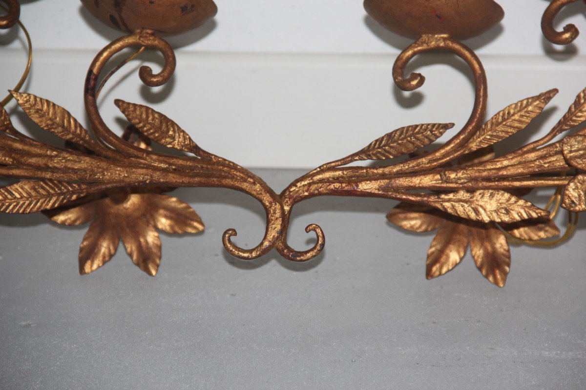 Large French Hand-Forged Metal Wall Lights, 1950s, Set of 2 for sale at Pamono