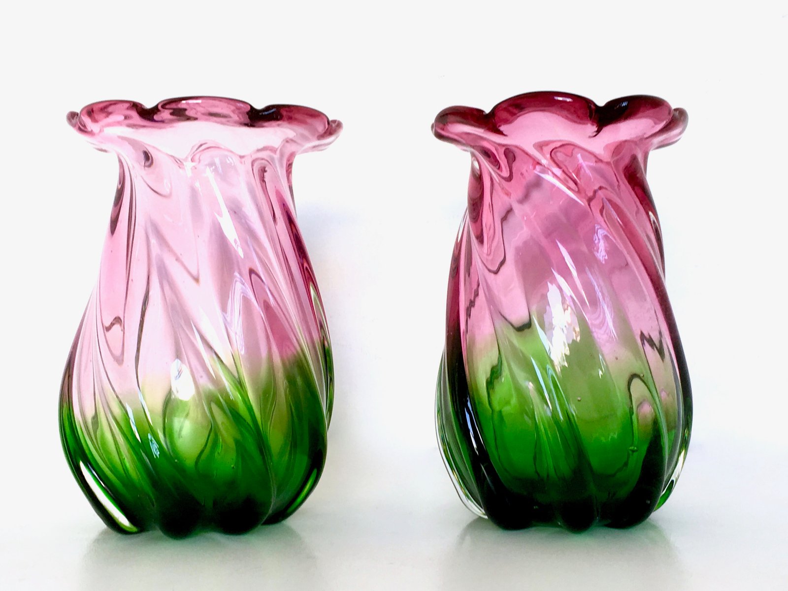 Vintage Murano Glass Vases Set Of 2 For Sale At Pamono