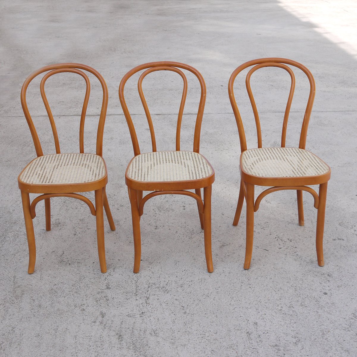 Vintage Bentwood Rattan Dining Chairs, Set of 3 for sale