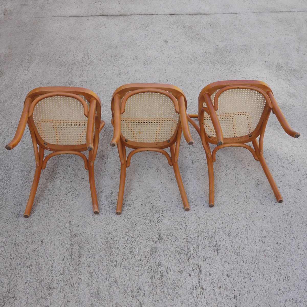 Vintage Bentwood Rattan Dining Chairs, Set of 3 for sale at Pamono
