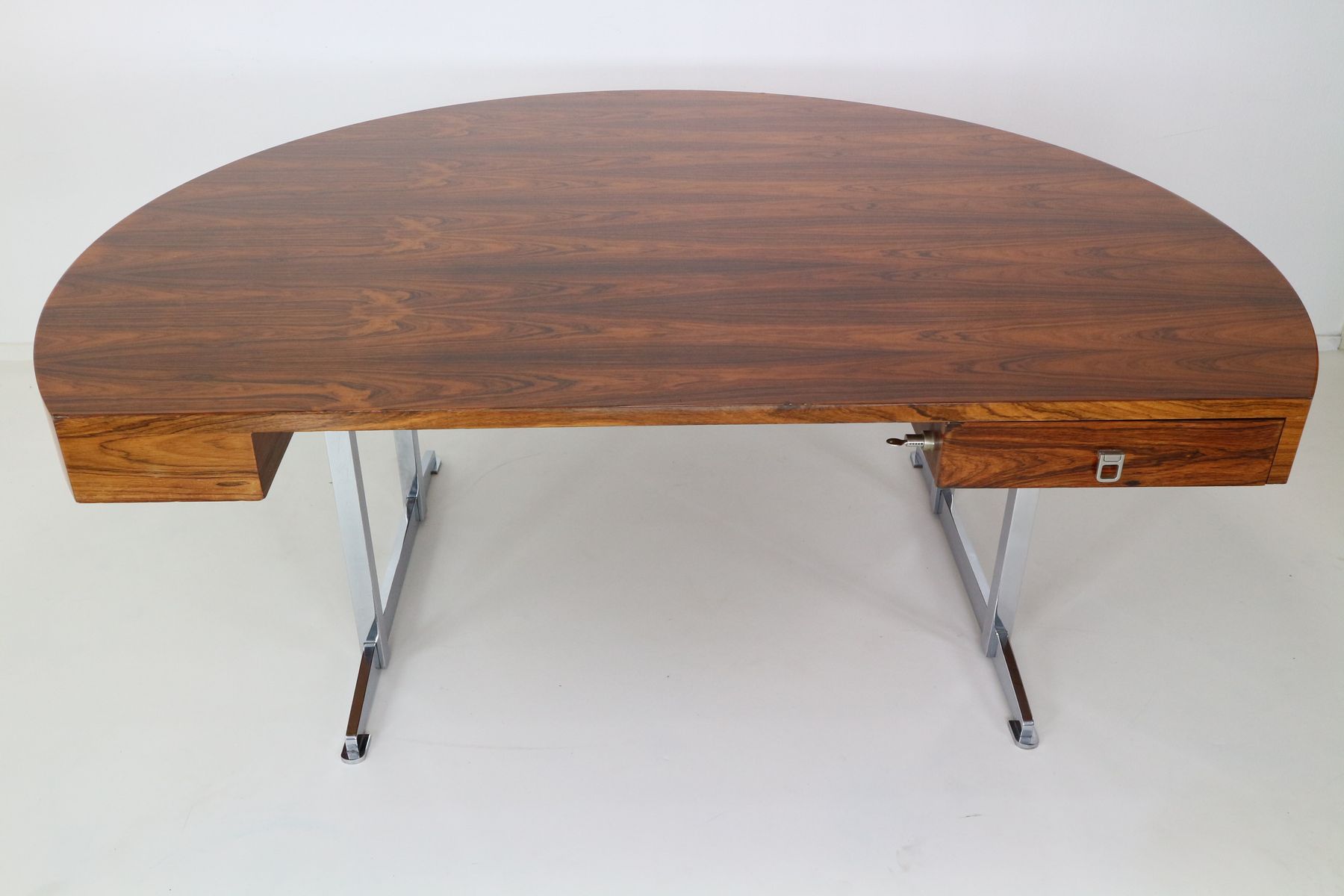 Vintage Half Round Rosewood Chrome President Desk For At Pamono Vintage Half Round Rosewood Chrome President Desk