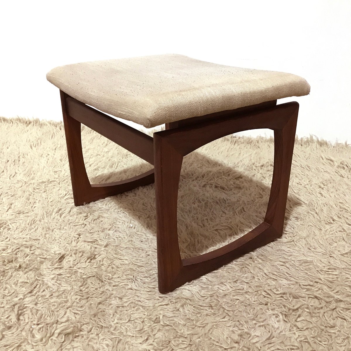 mid century afrormosia quadrille dressing table stool with cream seat by r bennett for g plan 1967 4