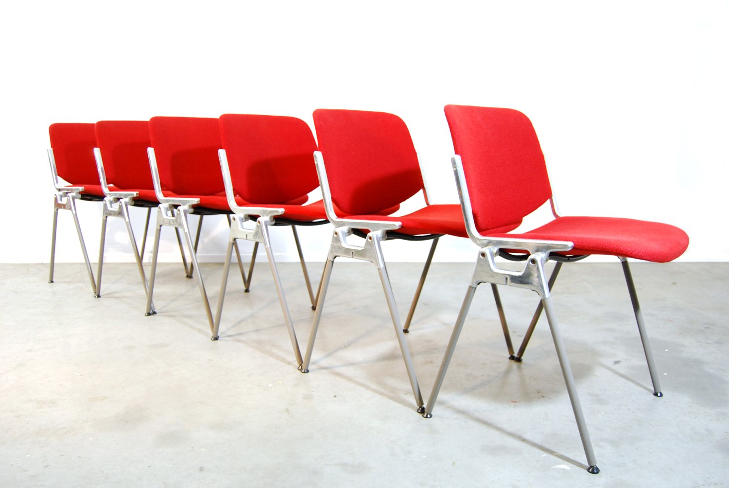 Italian Red Dining Chairs By Giancarlo Piretti For Castelli S - On Hold italian red dining chairs by giancarlo piretti for castelli s - on hold