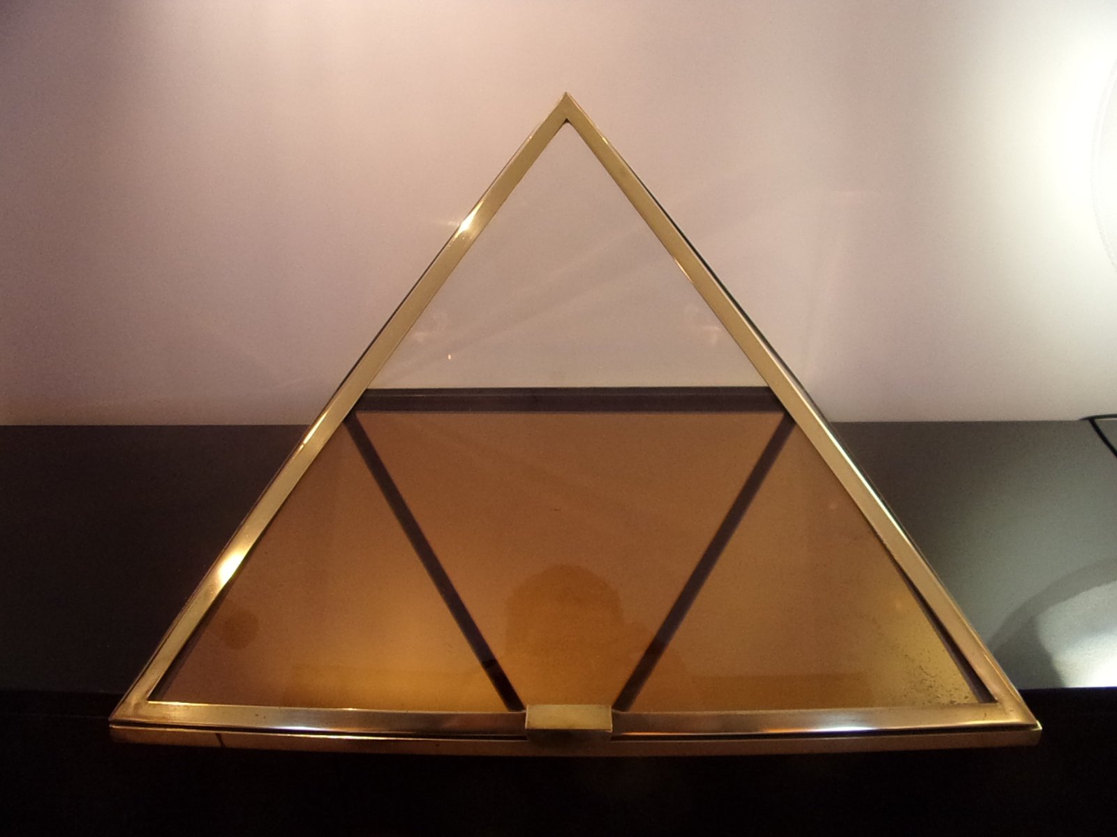 Vintage French Brass Pyramid Display Case  1960s for sale 