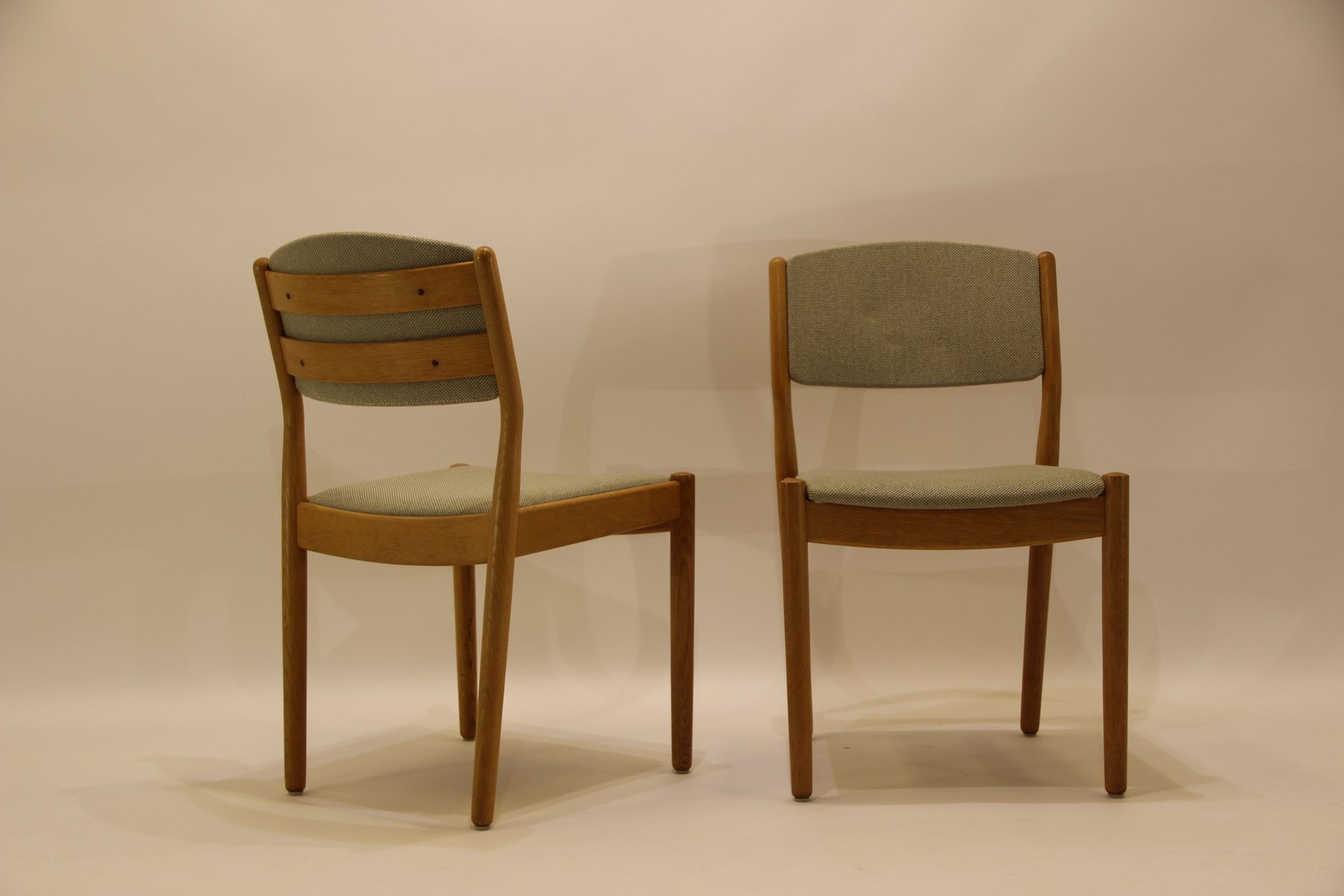 Midcentury J Oak Green Fabric Dining Chairs By Poul M - Price Per Set midcentury j oak green fabric dining chairs by poul m - price per set