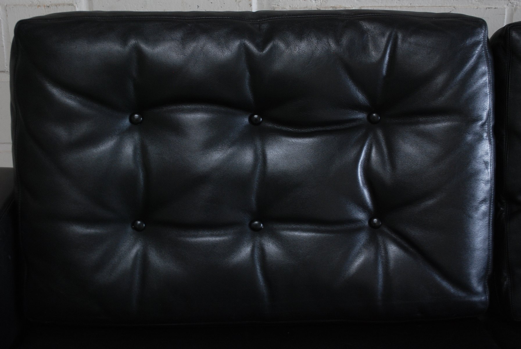 Vintage German Black Leather Sofa 1960s for sale at Pamono