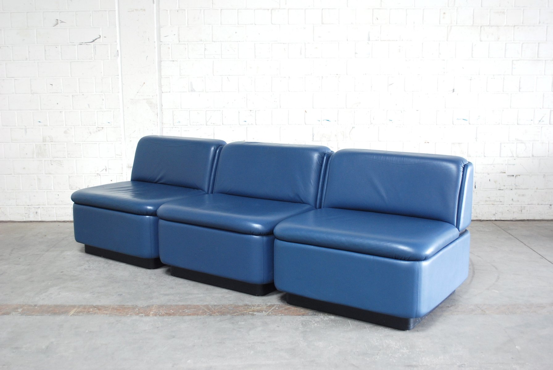 blue leather modular sofa