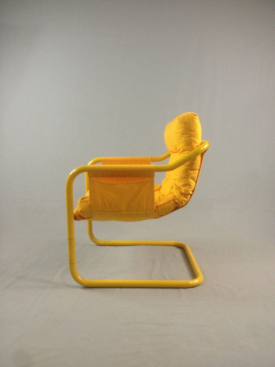 Yellow Chairs in Canvas and Tubular Steel, 1980s, Set of 2 for sale at