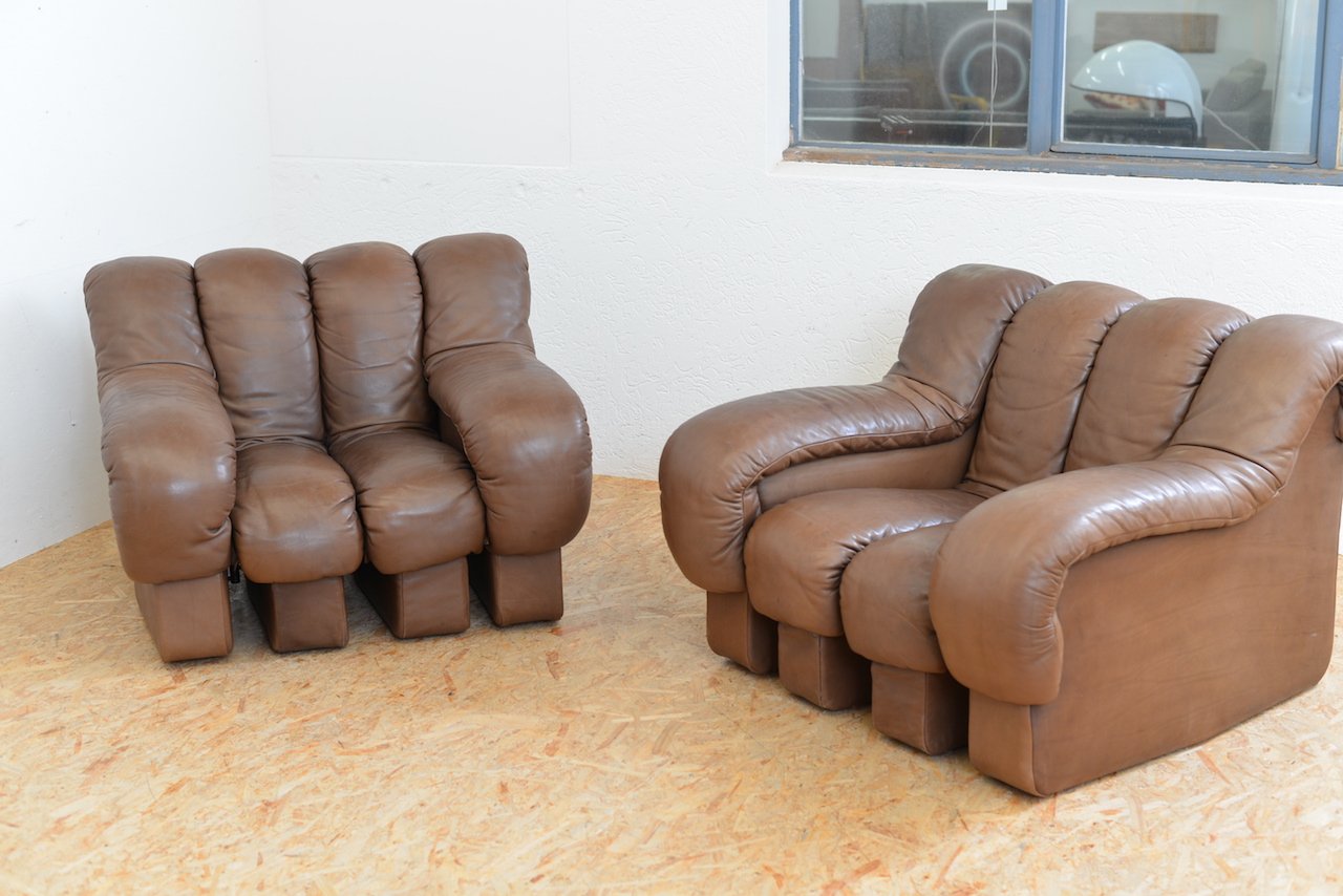 Vintage DS 600 Tatzelwurm Leather Sofa Set By Berger Peduzzi Riva