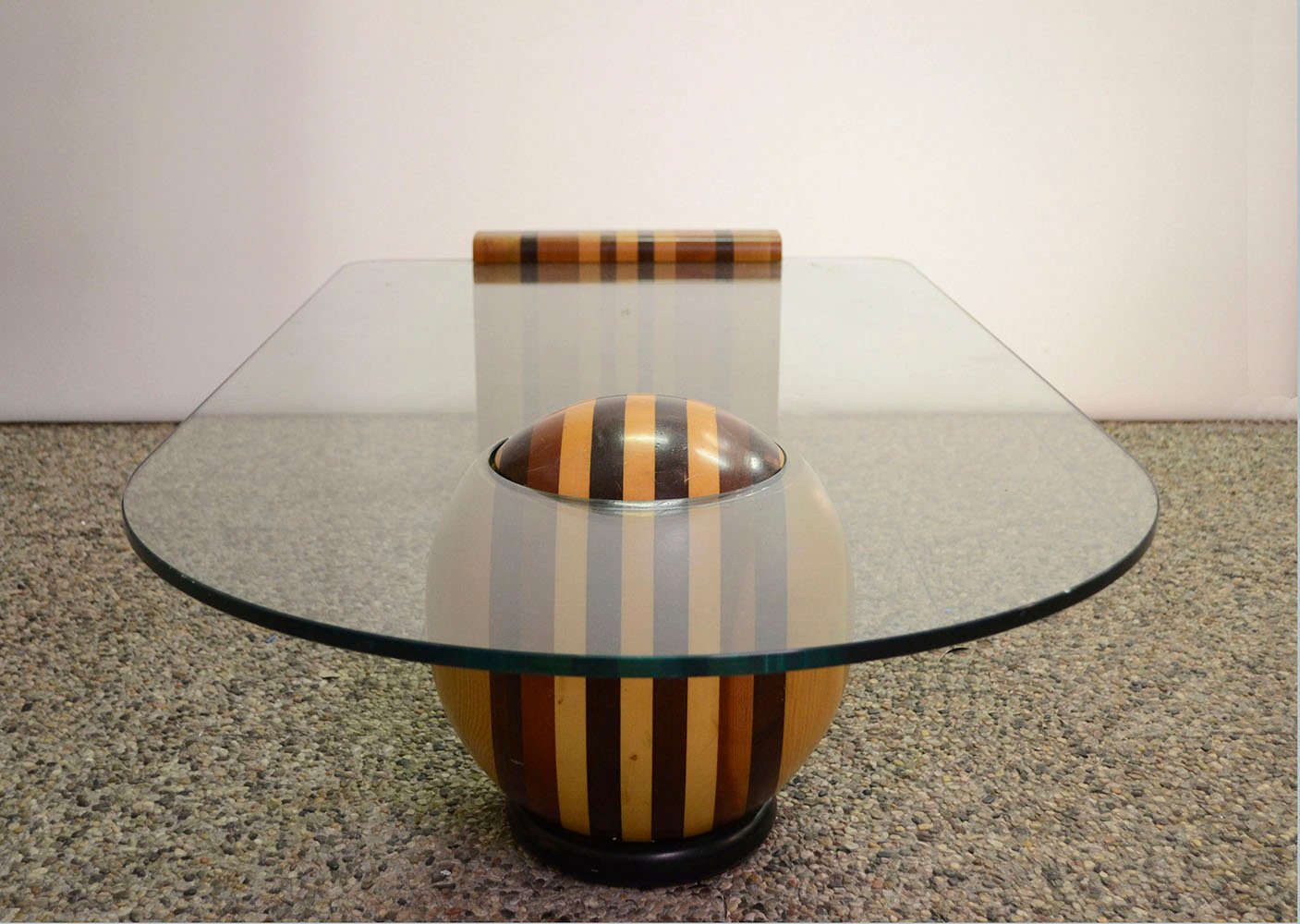 italian wood and crystal coffee table with ball, 1970s for sale at italian wood and crystal coffee table with ball, 1970s for sale at